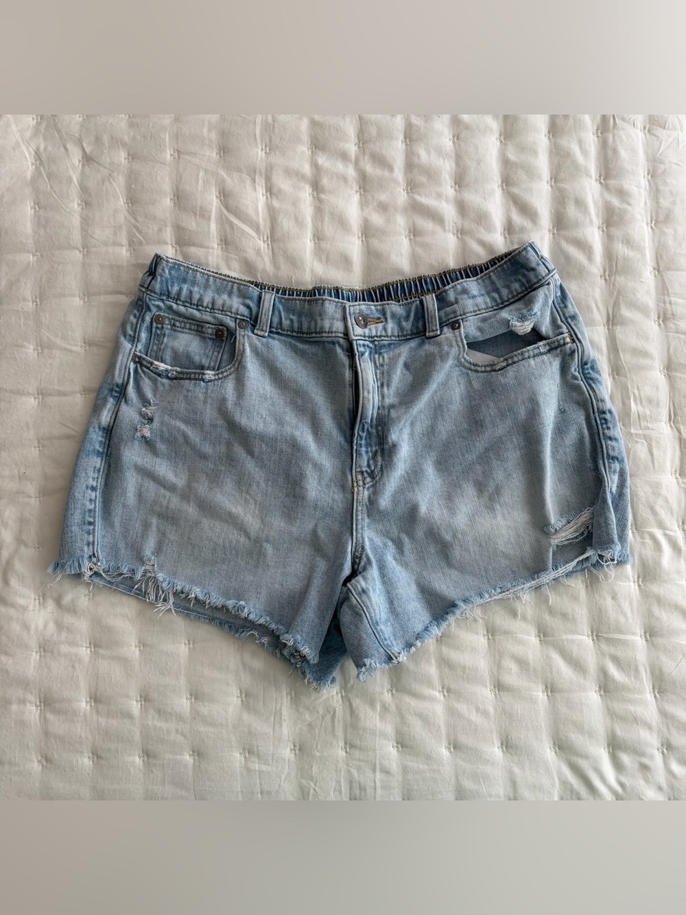 aerie Daydream Light Wash Distressed Denim Shorts